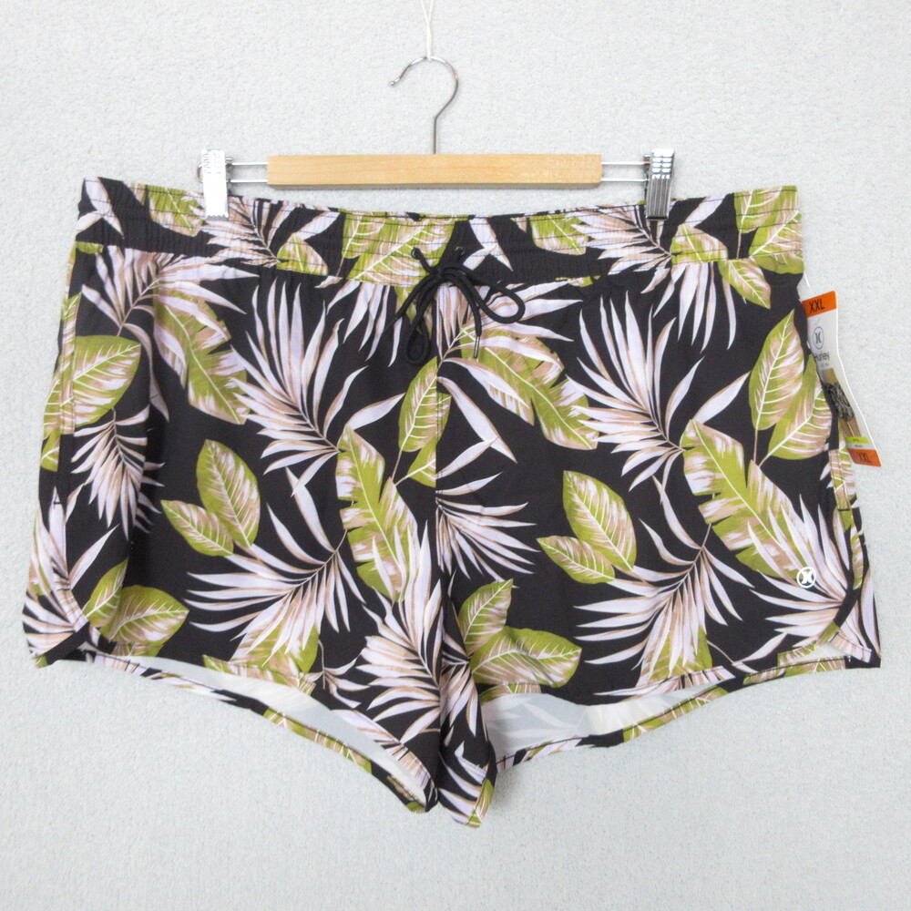 Hurley Swim Shorts Womens XXL Black Green Tropical Print UPF 50+ Beach Vacation